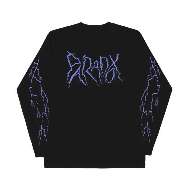 "Lightning Strike" Long Sleeve Tee (Black/Purple) sold by Paradox Lab