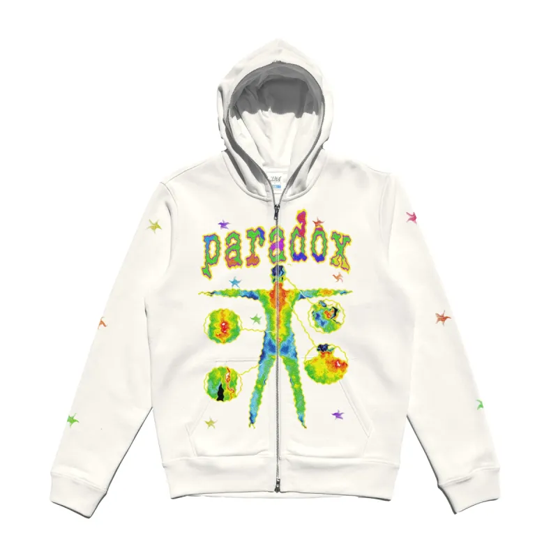 "THERMAL BODY SCAN" LIGHTNING ARC LOGO FULL-ZIP HOODIE (BONE WHITE) sold by Paradox Lab