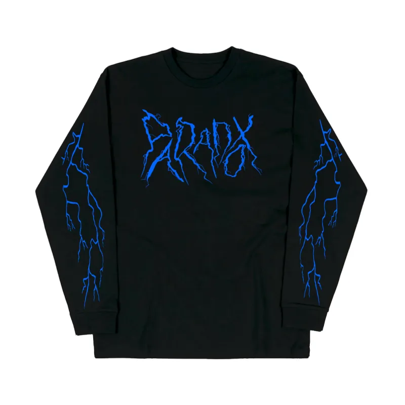 "Lightning Strike" Long Sleeve Tee (Black/Blue) sold by Paradox Lab
