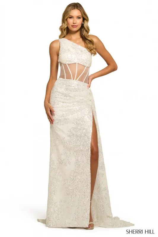 Sherri Hill Lace Sheer Bodice Dress 55426 sold by Terry costa