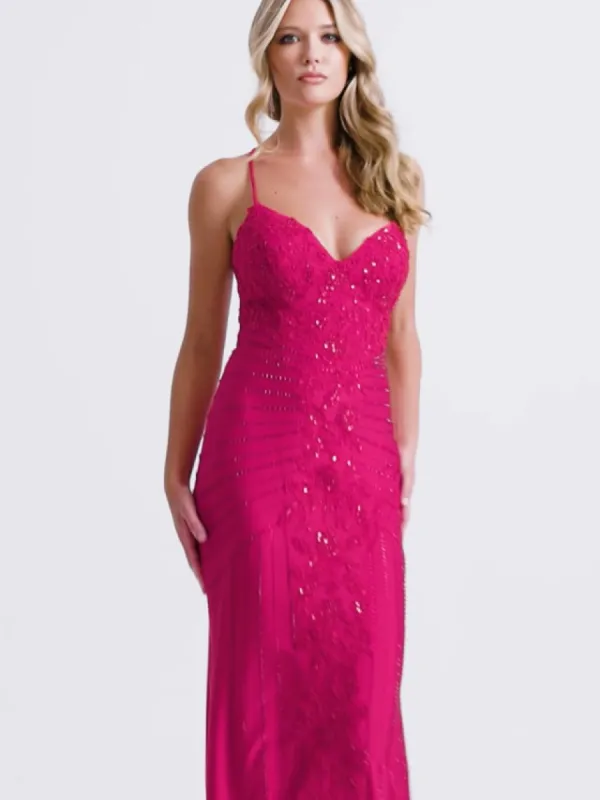 Faviana Beaded Lace-up Back Prom Dress 11021 sold by Terry costa