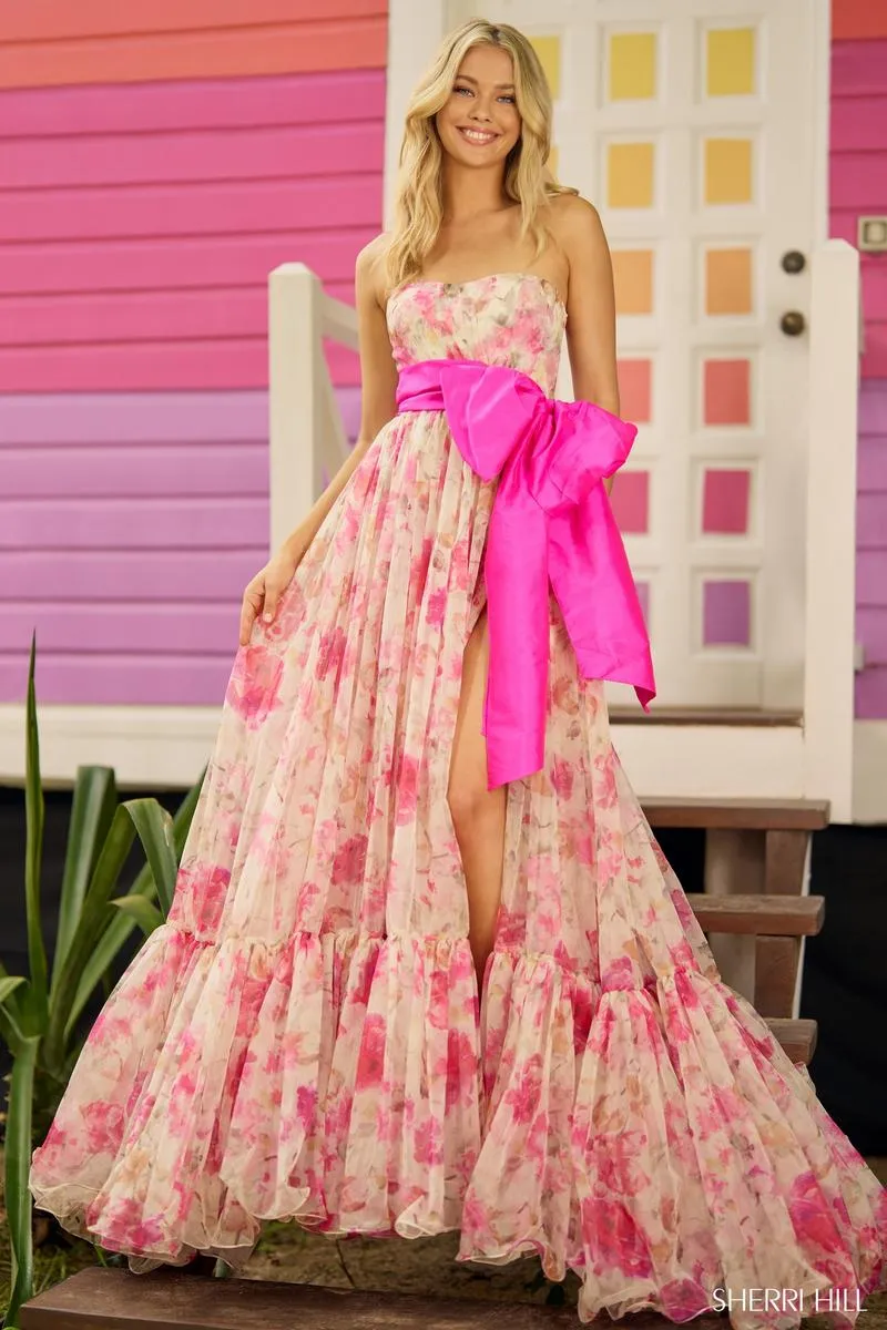 Sherri Hill Strapless Floral Ball Gown 56110 sold by Terry costa product image thumbnail 4