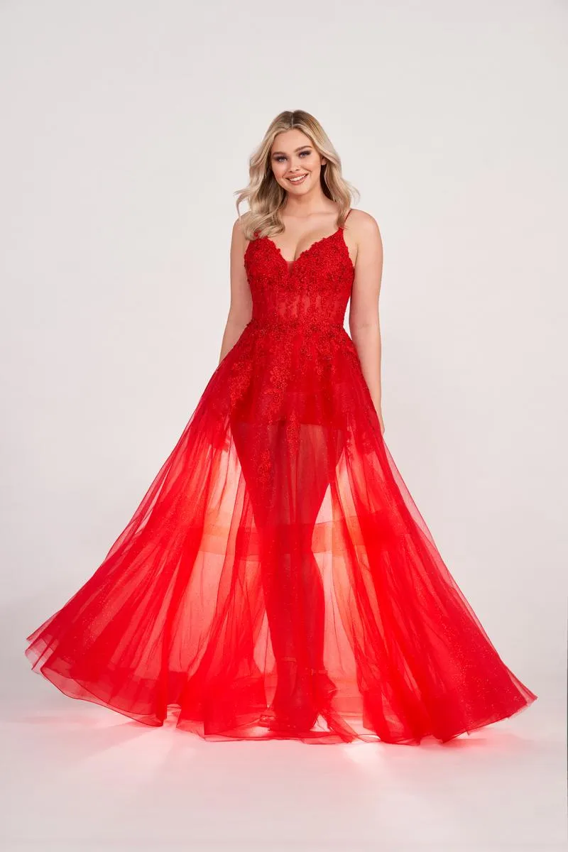 Ellie Wilde Long Illusion Prom Dress EW34032 sold by Terry costa