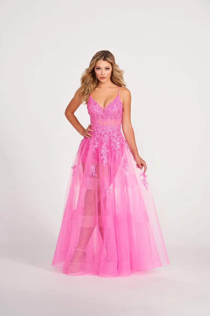 Ellie Wilde Long Illusion Prom Dress EW34032 sold by Terry costa product image thumbnail 3