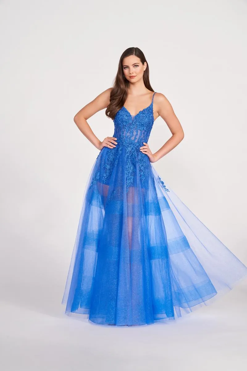 Ellie Wilde Long Illusion Prom Dress EW34032 sold by Terry costa product image thumbnail 4