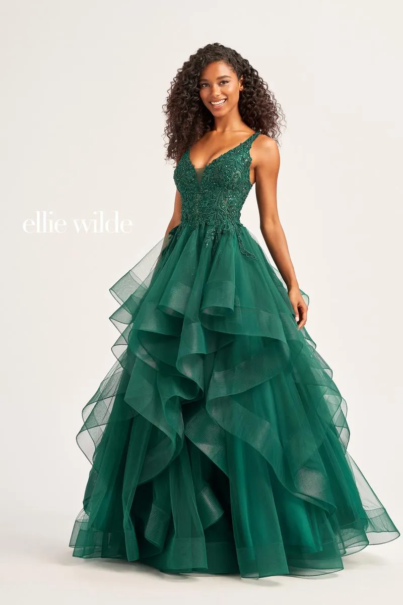 Ellie Wilde Tiered Ball Gown EW35119 sold by Terry costa product image thumbnail 4