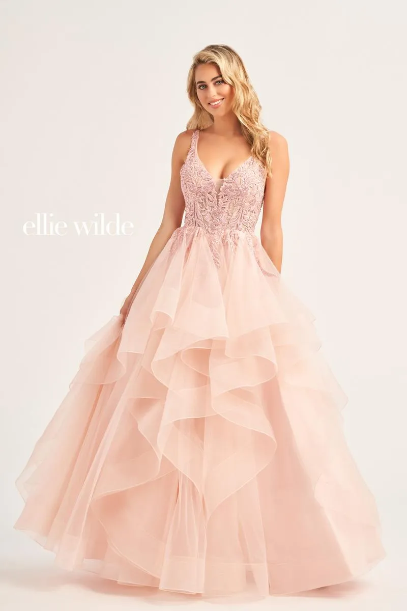 Ellie Wilde Tiered Ball Gown EW35119 sold by Terry costa product image thumbnail 3