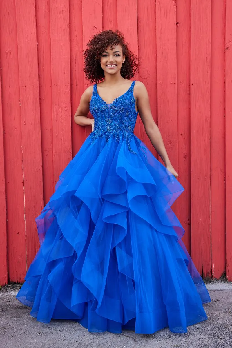 Ellie Wilde Tiered Ball Gown EW35119 sold by Terry costa