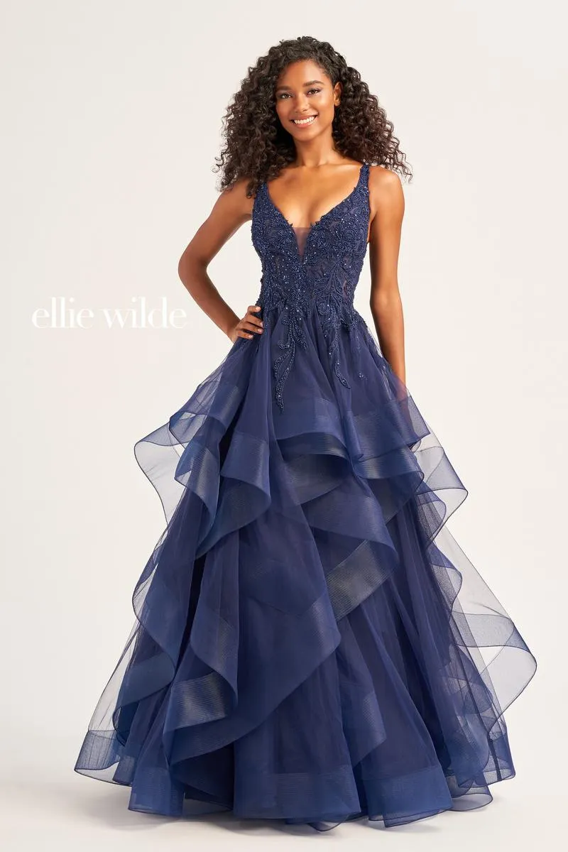 Ellie Wilde Tiered Ball Gown EW35119 sold by Terry costa product image thumbnail 5