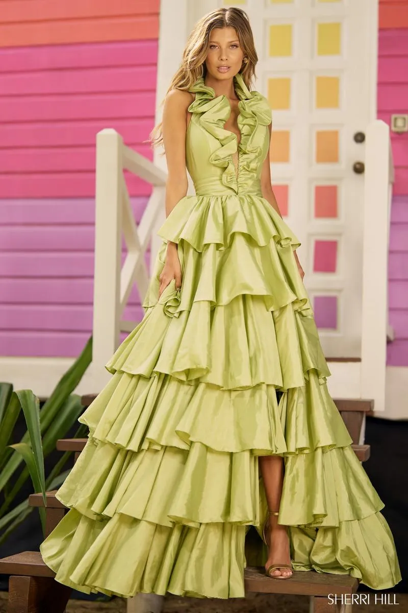 Sherri Hill Taffeta Halter Ball Gown Prom Dress 56013 sold by Terry costa