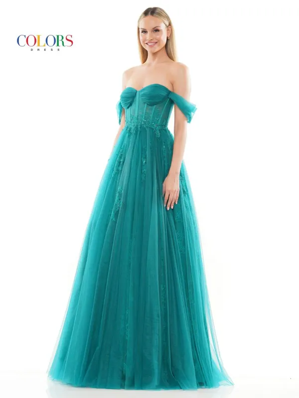 Colors Off Shoulder Corset Ball Gown Dress 3240 sold by Terry costa