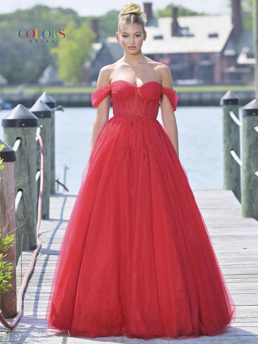 Colors Off Shoulder Corset Ball Gown Dress 3240 sold by Terry costa product image thumbnail 3