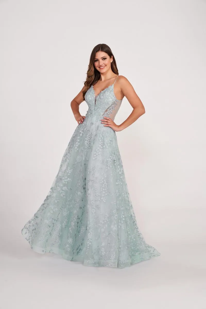 Ellie Wilde Long Lace Ball Gown Dress EW34048 sold by Terry costa product image thumbnail 2