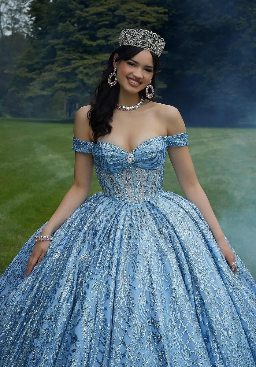 Vizcaya by Morilee Glitter Tulle Quince Dress 89455 sold by Terry costa product image thumbnail 3