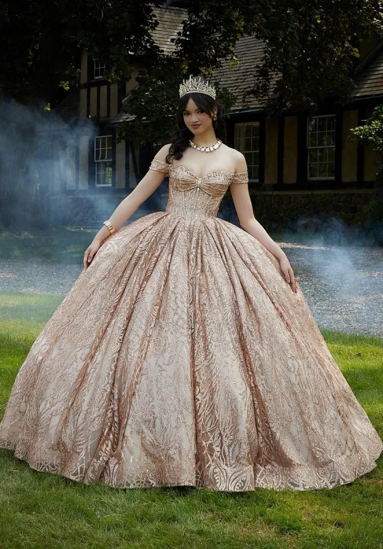 Vizcaya by Morilee Glitter Tulle Quince Dress 89455 sold by Terry costa