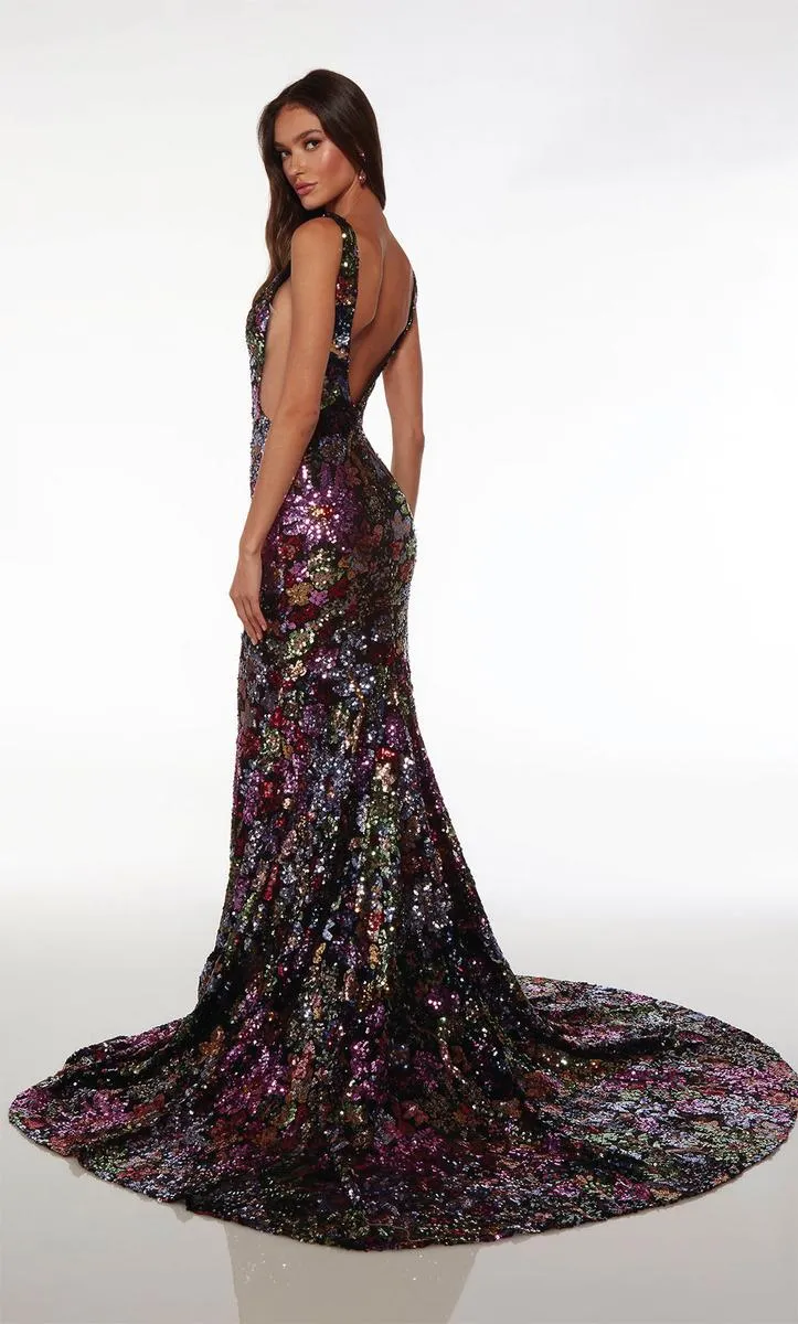 Alyce Paris Floral Sequin Prom Dress 61667 sold by Terry costa product image thumbnail 2