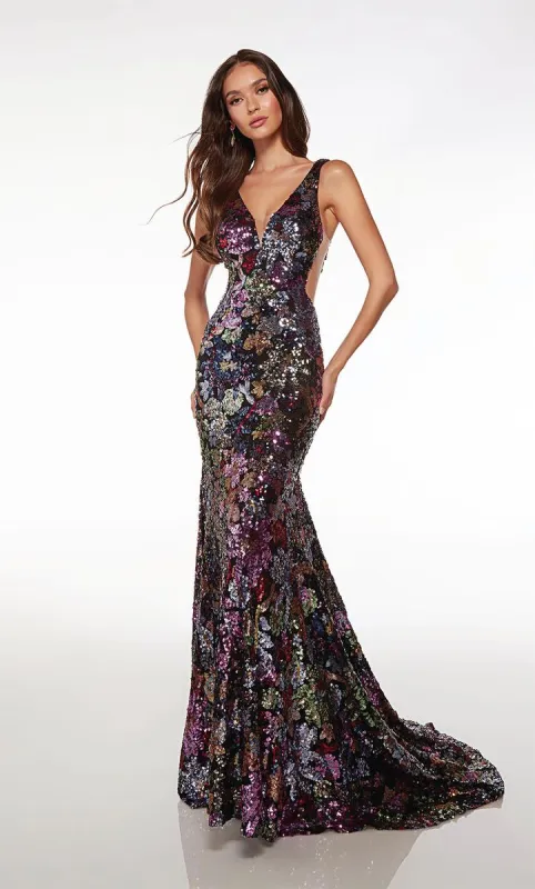 Alyce Paris Floral Sequin Prom Dress 61667 sold by Terry costa