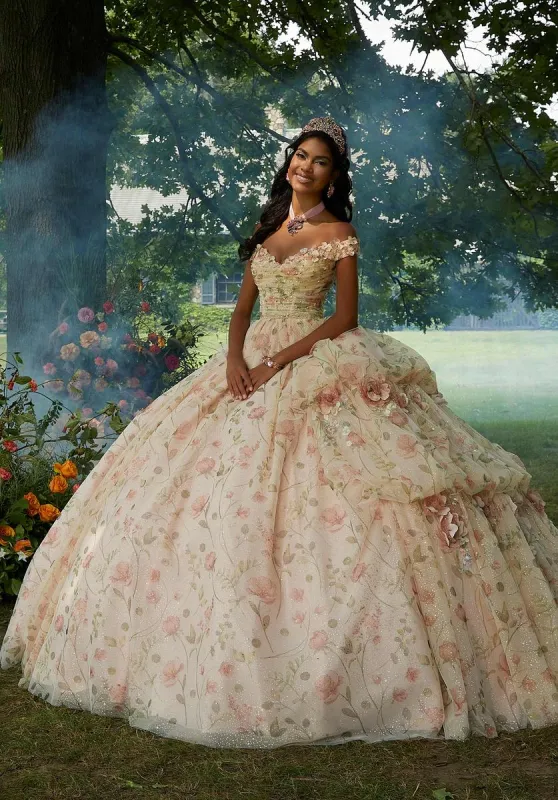 Vizcaya by Morilee Floral Print Quince Dress 89457 sold by Terry costa