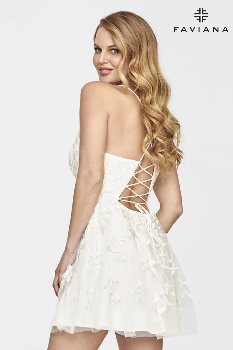Faviana Corset Baby Doll Lace Short Dress S10709 sold by Terry costa product image thumbnail 4