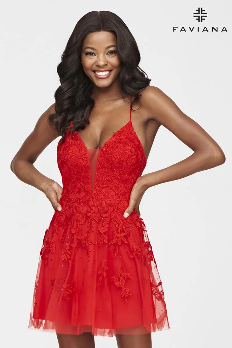 Faviana Corset Baby Doll Lace Short Dress S10709 sold by Terry costa