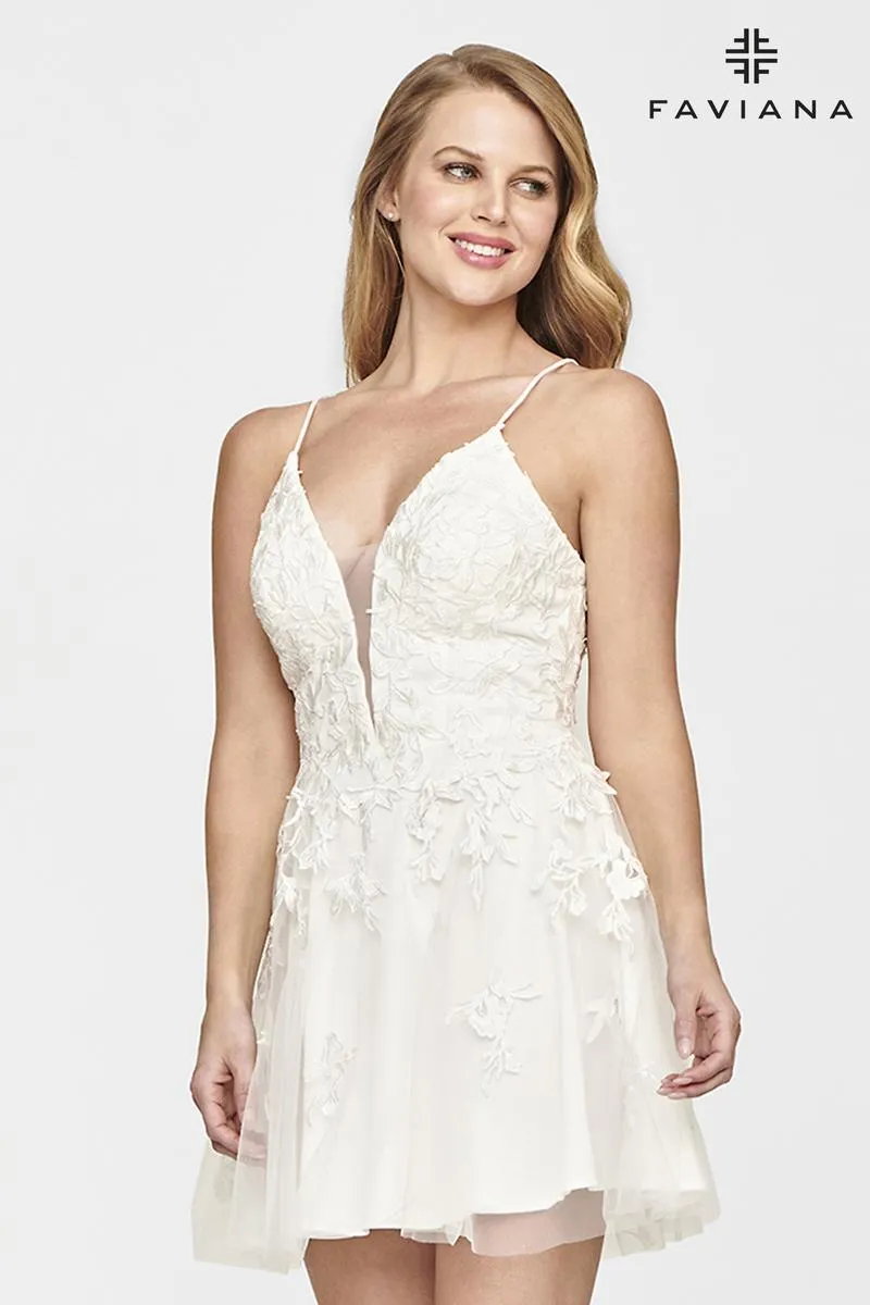 Faviana Corset Baby Doll Lace Short Dress S10709 sold by Terry costa product image thumbnail 3