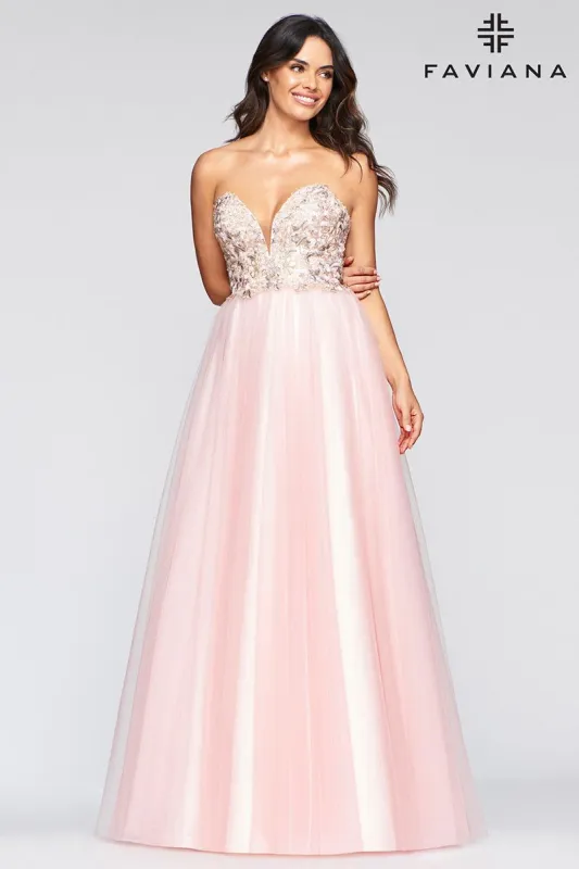 Faviana Glamour Dress S10445 sold by Terry costa