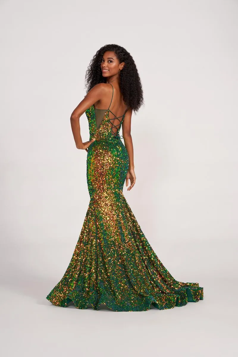 Ellie Wilde Mermaid Velvet Sequin Prom Dress Ew34016 sold by Terry costa product image thumbnail 4