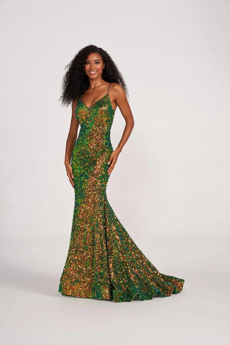Ellie Wilde Mermaid Velvet Sequin Prom Dress Ew34016 sold by Terry costa product image thumbnail 3
