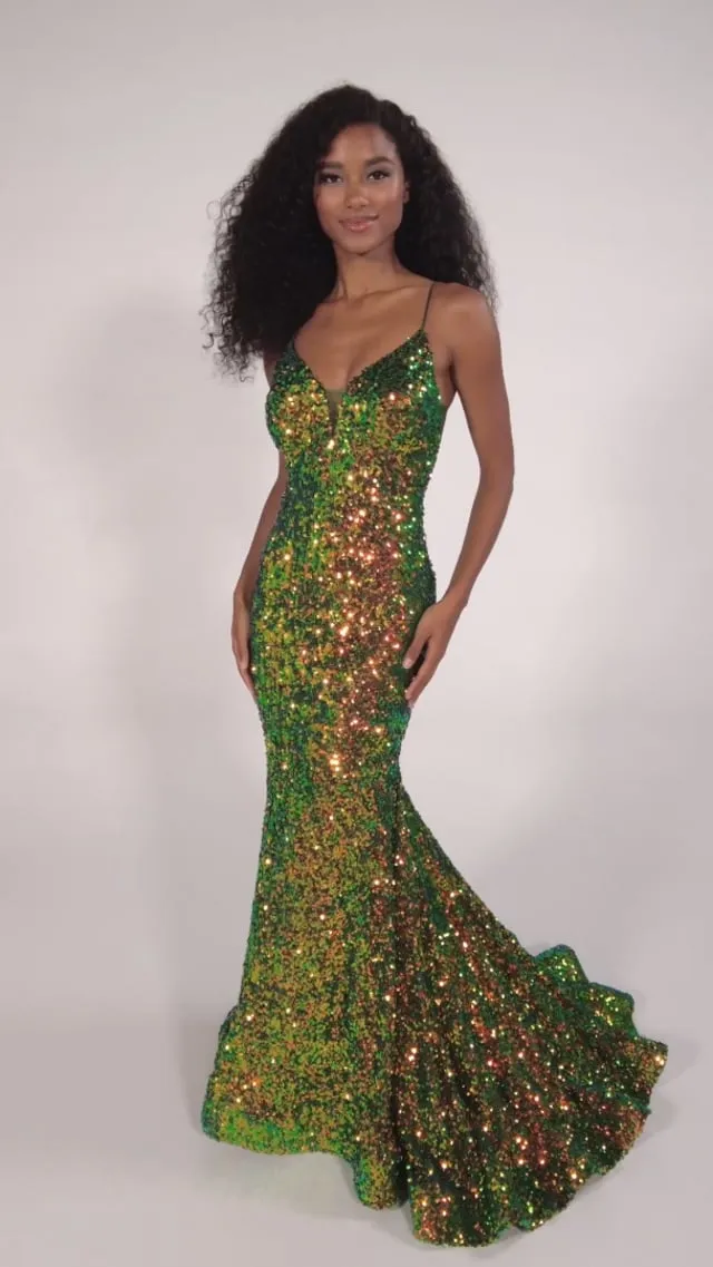 Ellie Wilde Mermaid Velvet Sequin Prom Dress Ew34016 sold by Terry costa product image thumbnail 2
