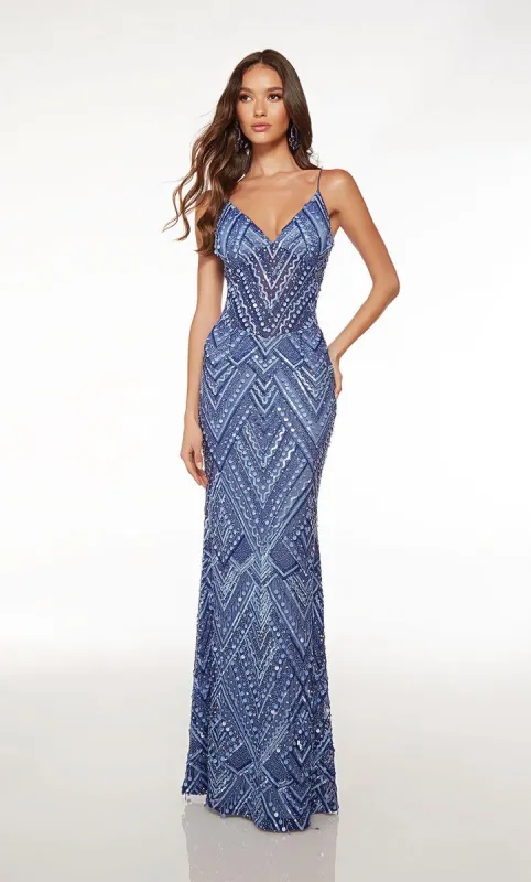 Alyce Geometric Sequin Prom Dress 61609 sold by Terry costa