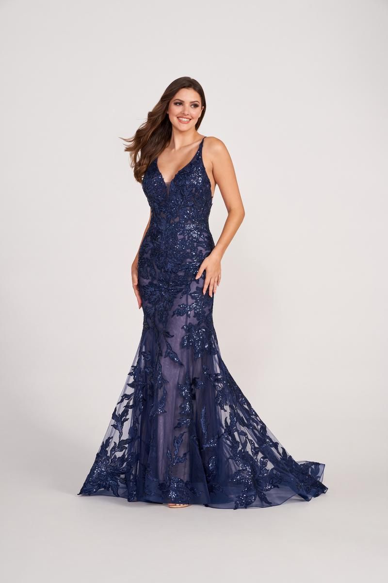 Ellie Wilde Trumpet Lace Prom Dress EW34110 sold by Terry costa product image thumbnail 3