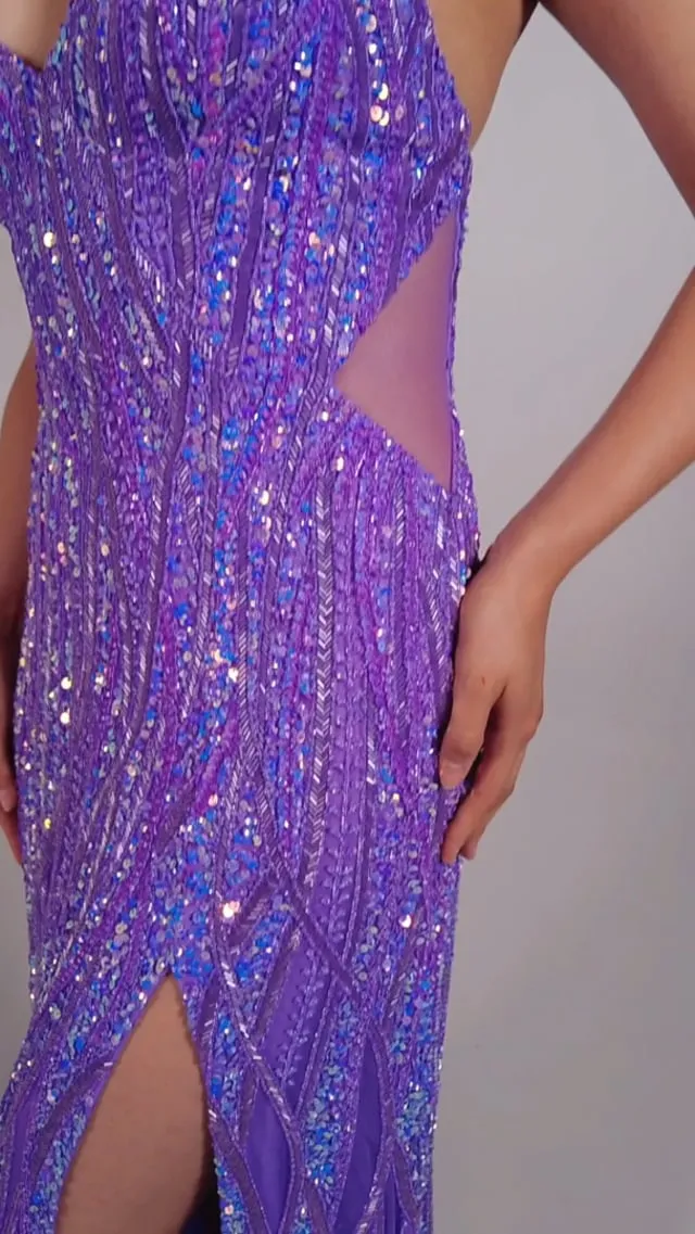 Ellie Wilde Beaded Illusion Back Prom Dress EW35023 sold by Terry costa