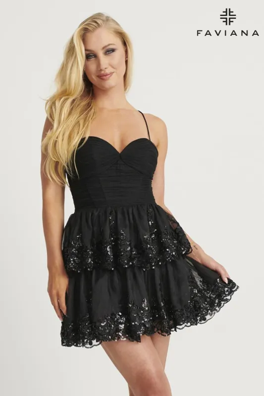 Faviana Ruffle Sweetheart Homecoming Dress 11121 sold by Terry costa