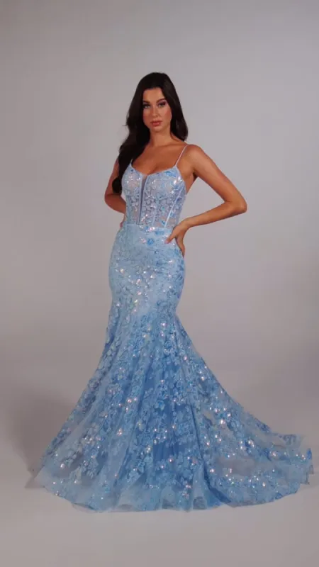 Ellie Wilde Corset Lace Prom Dress EW35203 sold by Terry costa