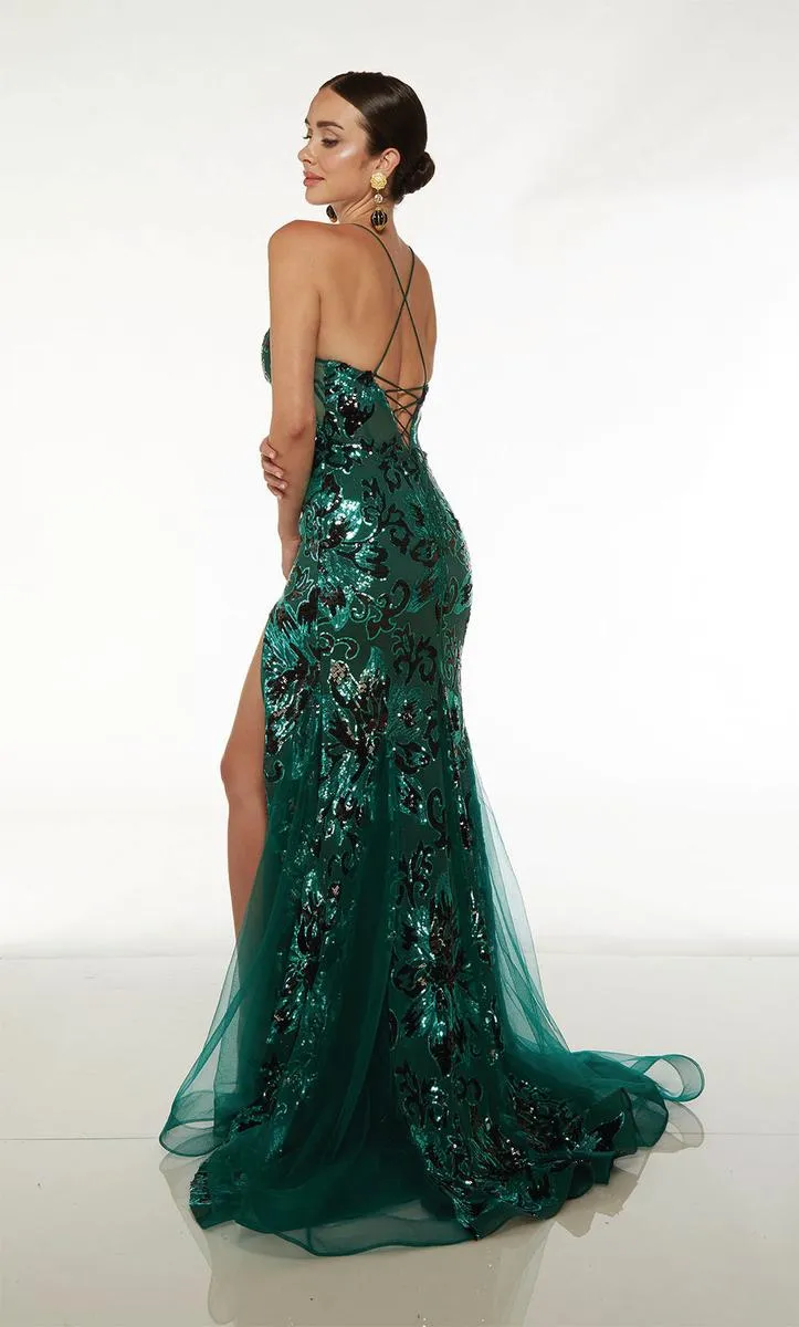 Alyce Floral Sequin Long Prom Dress 61617 sold by Terry costa product image thumbnail 5