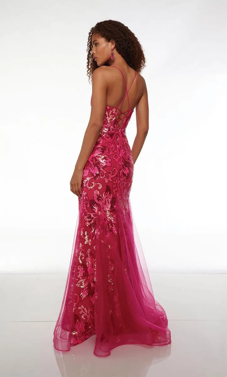 Alyce Floral Sequin Long Prom Dress 61617 sold by Terry costa product image thumbnail 2