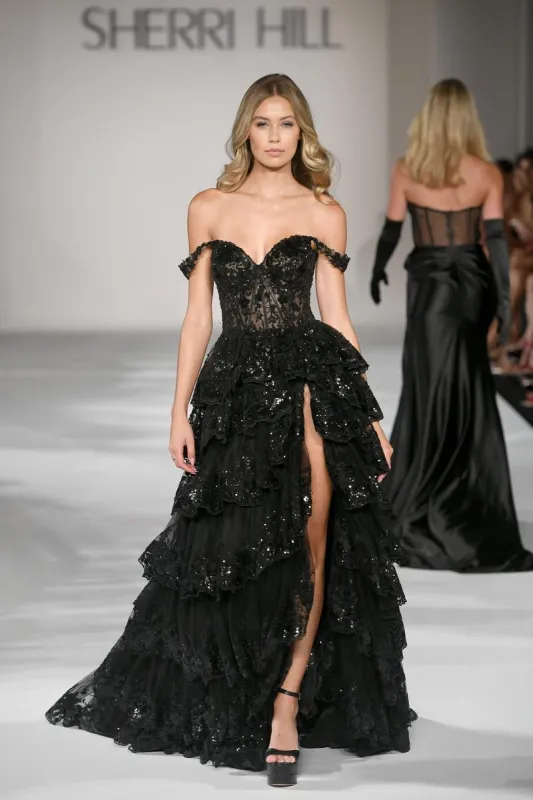 Sherri Hill Sequin Ruffle A-Line Prom Dress 55500 sold by Terry costa