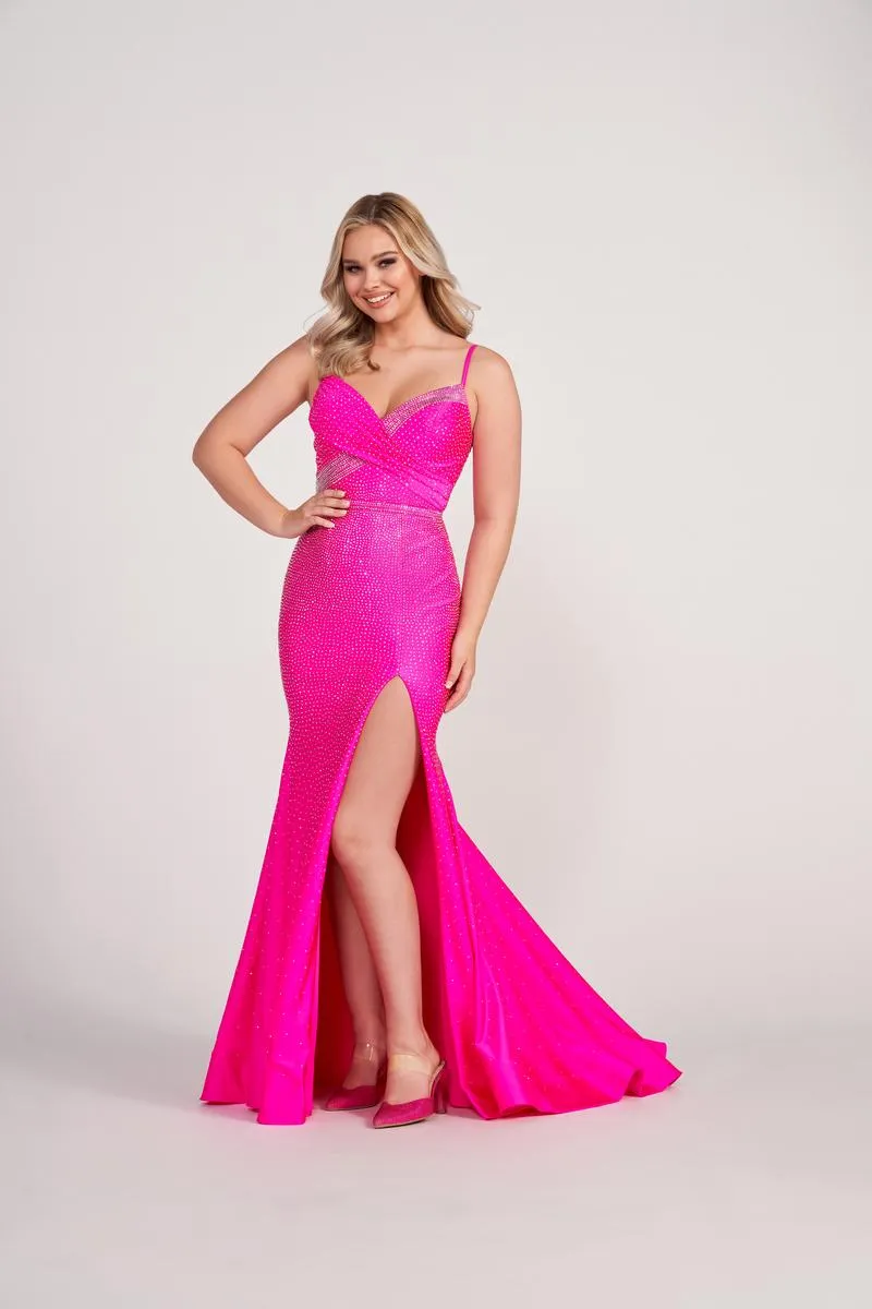 Ellie Wilde Hot Stone Slit Prom Dress EW34039 sold by Terry costa product image thumbnail 2