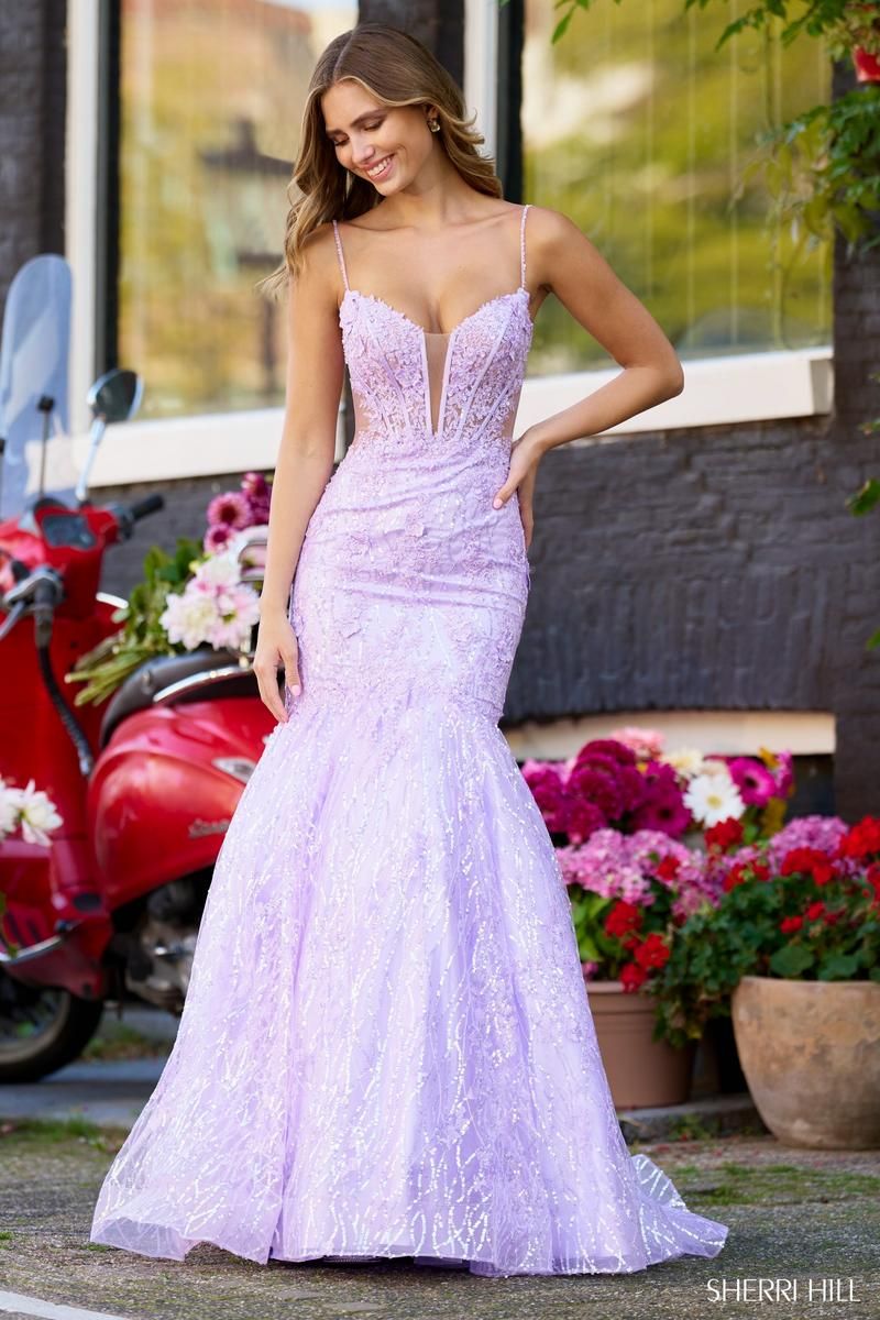 Sherri Hill Sequined Lace Mermaid Dress 56313 sold by Terry costa product image thumbnail 3