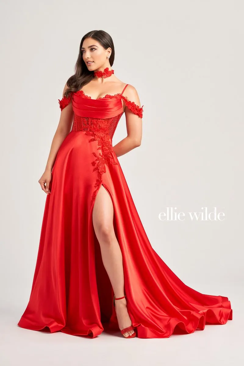 Ellie Wilde Off Shoulder Collar Prom Dress EW35029 sold by Terry costa product image thumbnail 2