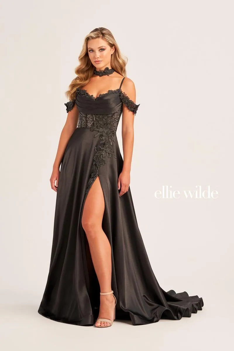Ellie Wilde Off Shoulder Collar Prom Dress EW35029 sold by Terry costa product image thumbnail 4