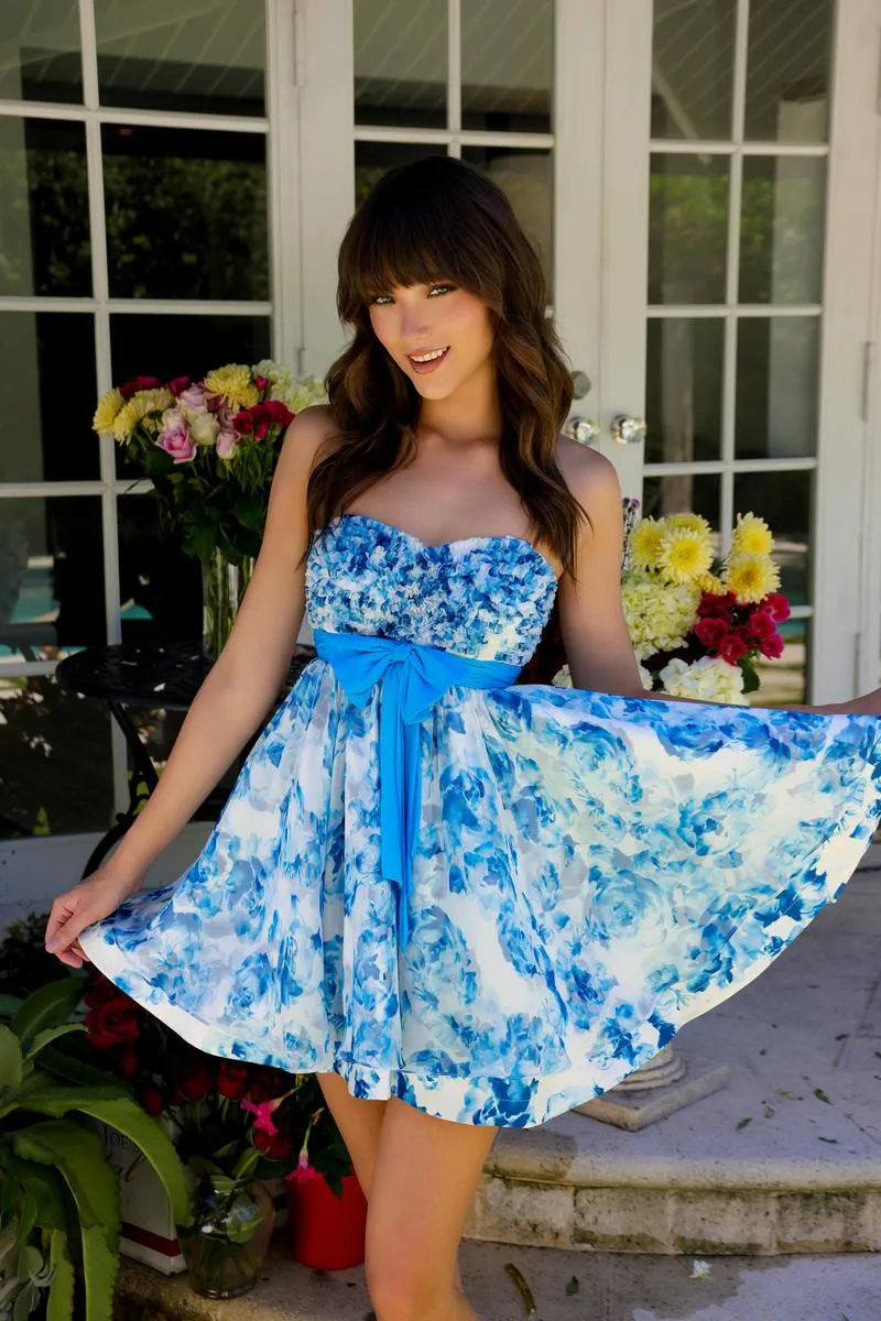 Ava Presley Floral Print Strapless Homecoming Dress 29209 sold by Terry costa product image thumbnail 4