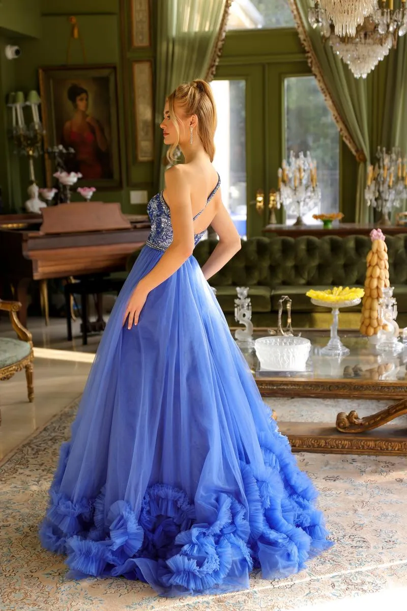 Ava Presley One Shoulder Ruffled Tulle Prom Dress 29527 sold by Terry costa product image thumbnail 4