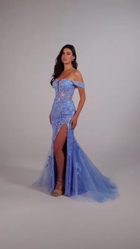 Ellie Wilde Lace Corset Prom Dress EW35082 sold by Terry costa