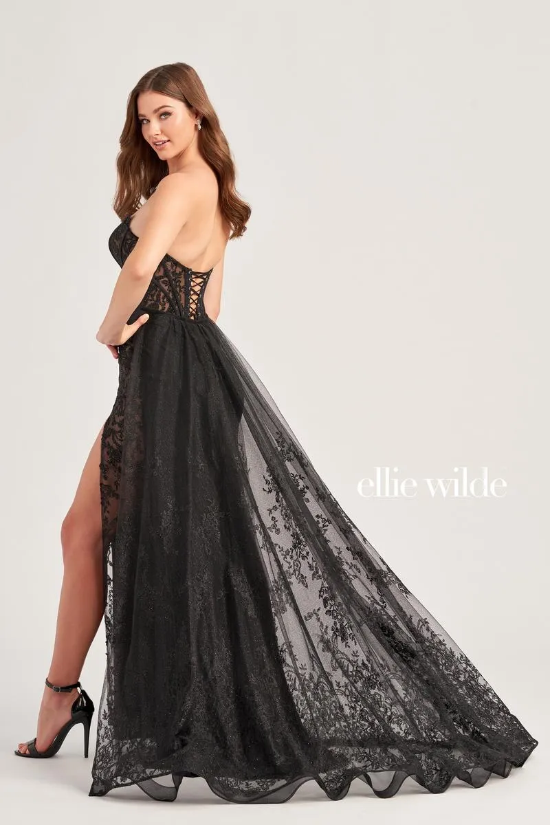 Ellie Wilde Corset Illusion Lace Prom Dress EW35032 sold by Terry costa product image thumbnail 3