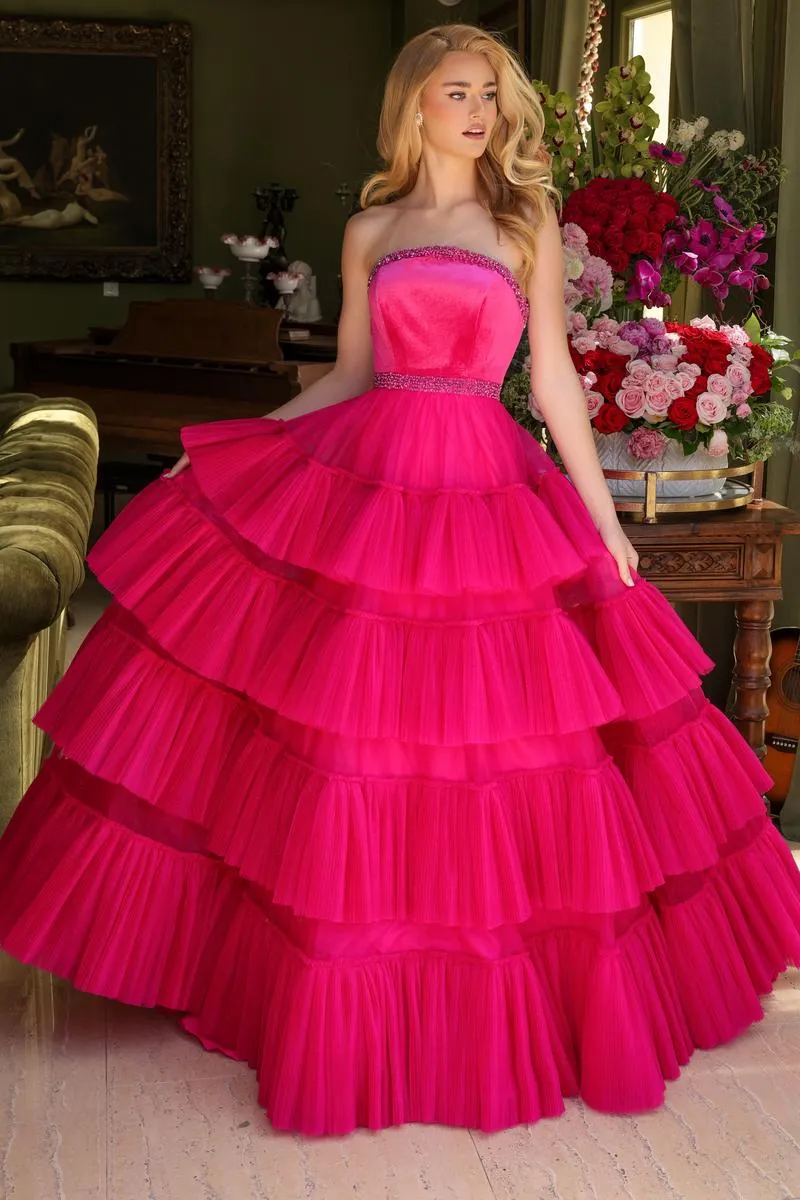 Ava Presley Strapless Tiered Tulle Prom Dress 29529 sold by Terry costa product image thumbnail 2