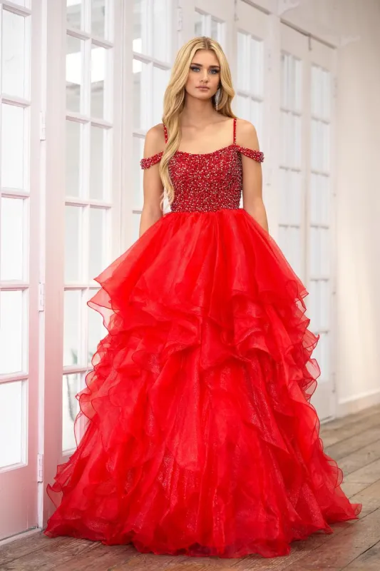 Ava Presley Tiered Ruffle Ball Gown Prom Dress 28557 sold by Terry costa