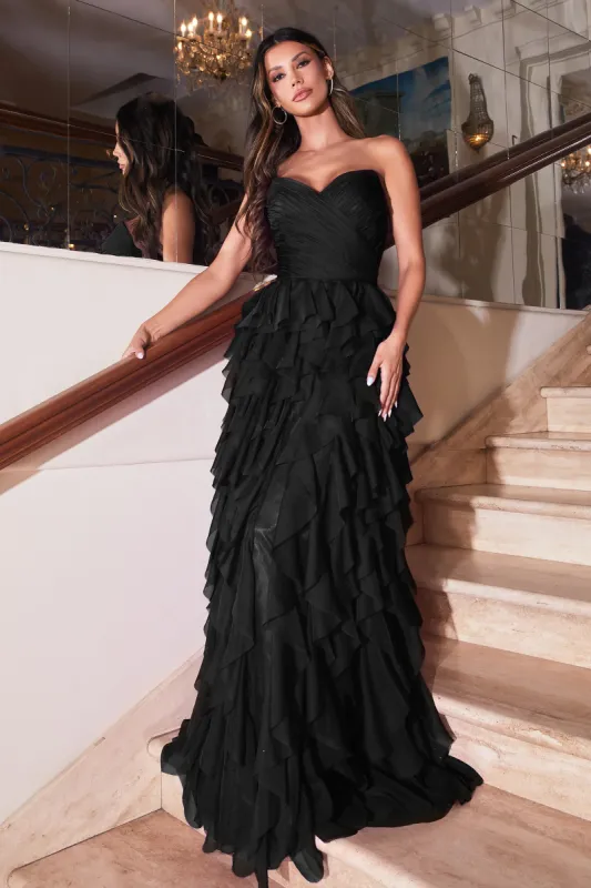 LaDivine by Cinderella Divine Strapless Ruffle Dress CZ0027 sold by Terry costa