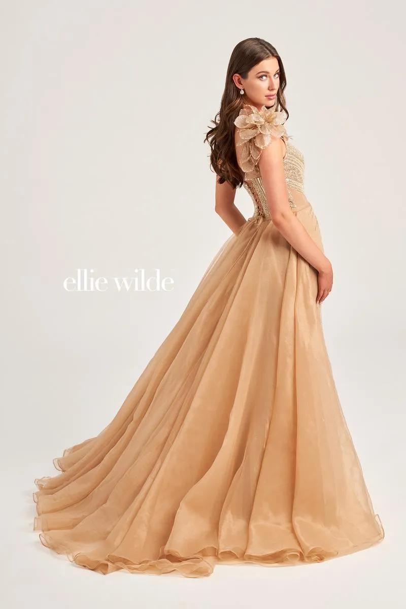 Ellie Wilde Beaded Lace-up Back Prom Dress EW35087 sold by Terry costa product image thumbnail 3
