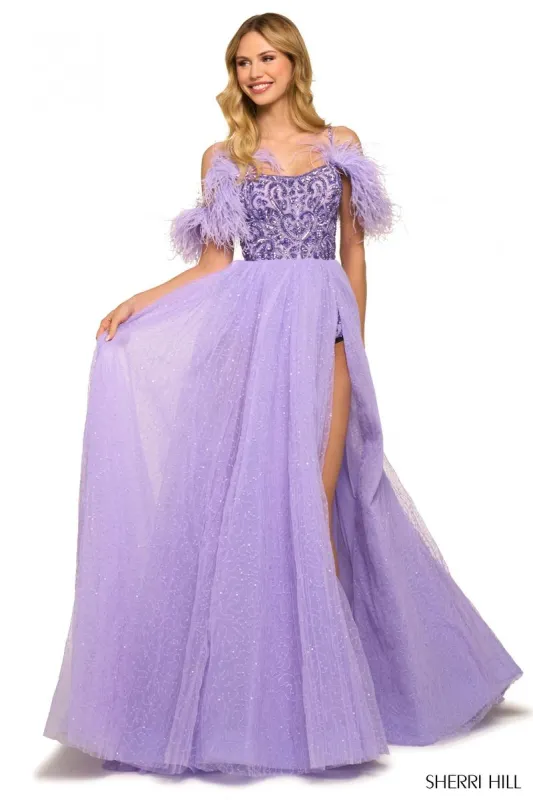 Sherri Hill Feather A-line dress 55441 sold by Terry costa